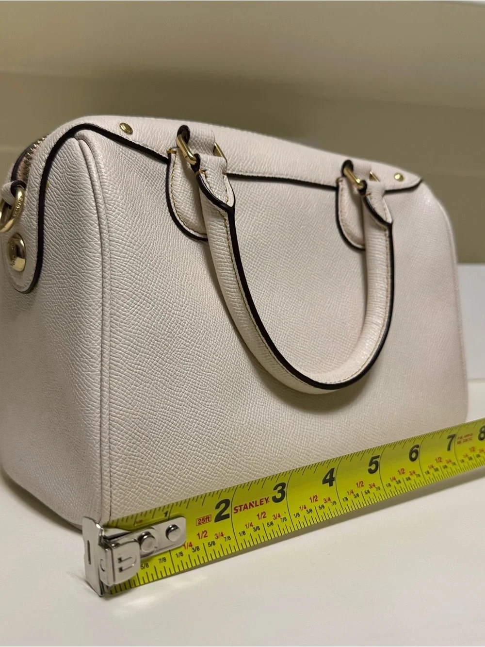 Coach White Leather Satchel with Pink Floral Embroidery